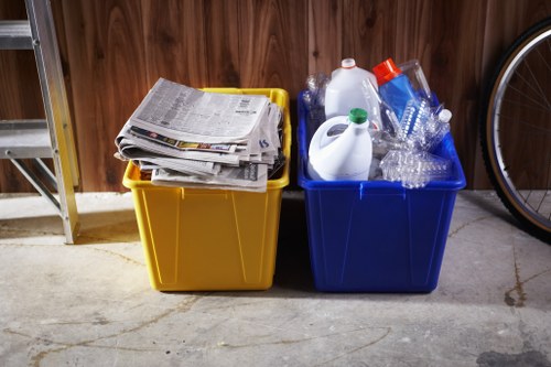 Construction site with organized waste removal
