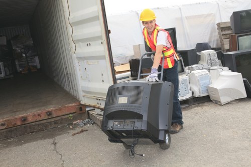Sorting area for recovered materials at a local recycling hub